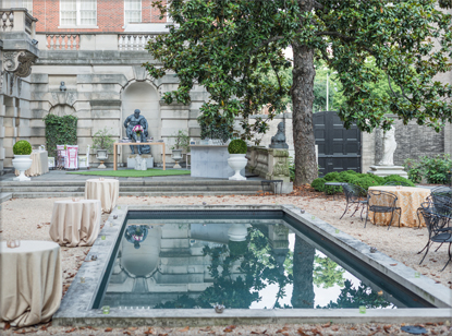 Parisian setting of the Anderson House courtyard in Dupont Circle.